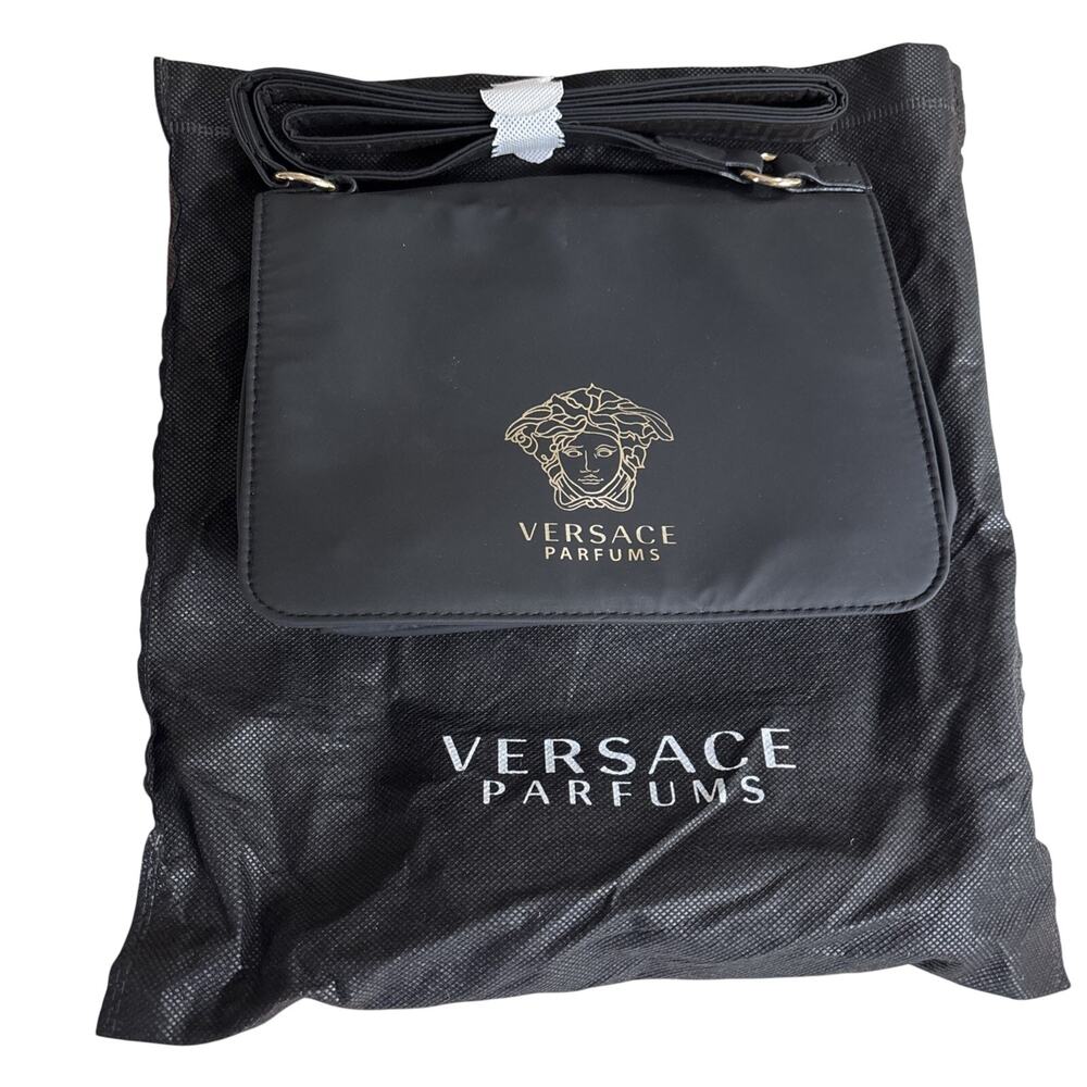 NEW Versace Parfums Medusa Black Gold Shoulder Crossbody Bag Purse w/ dustbag